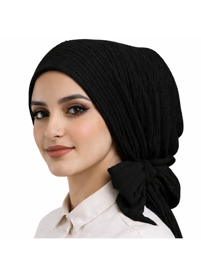 Women's Pleated Turban - Comfortable, Sweat-Wicking Fabric - Black - Image 2